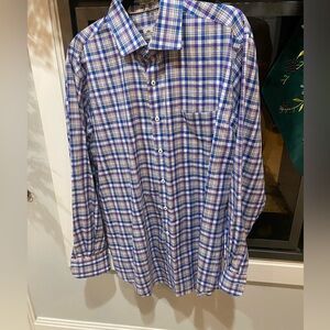 Peter Millar Cotton Blend DressyCasual Men’s Multicolor Plaid Button Down Shirt